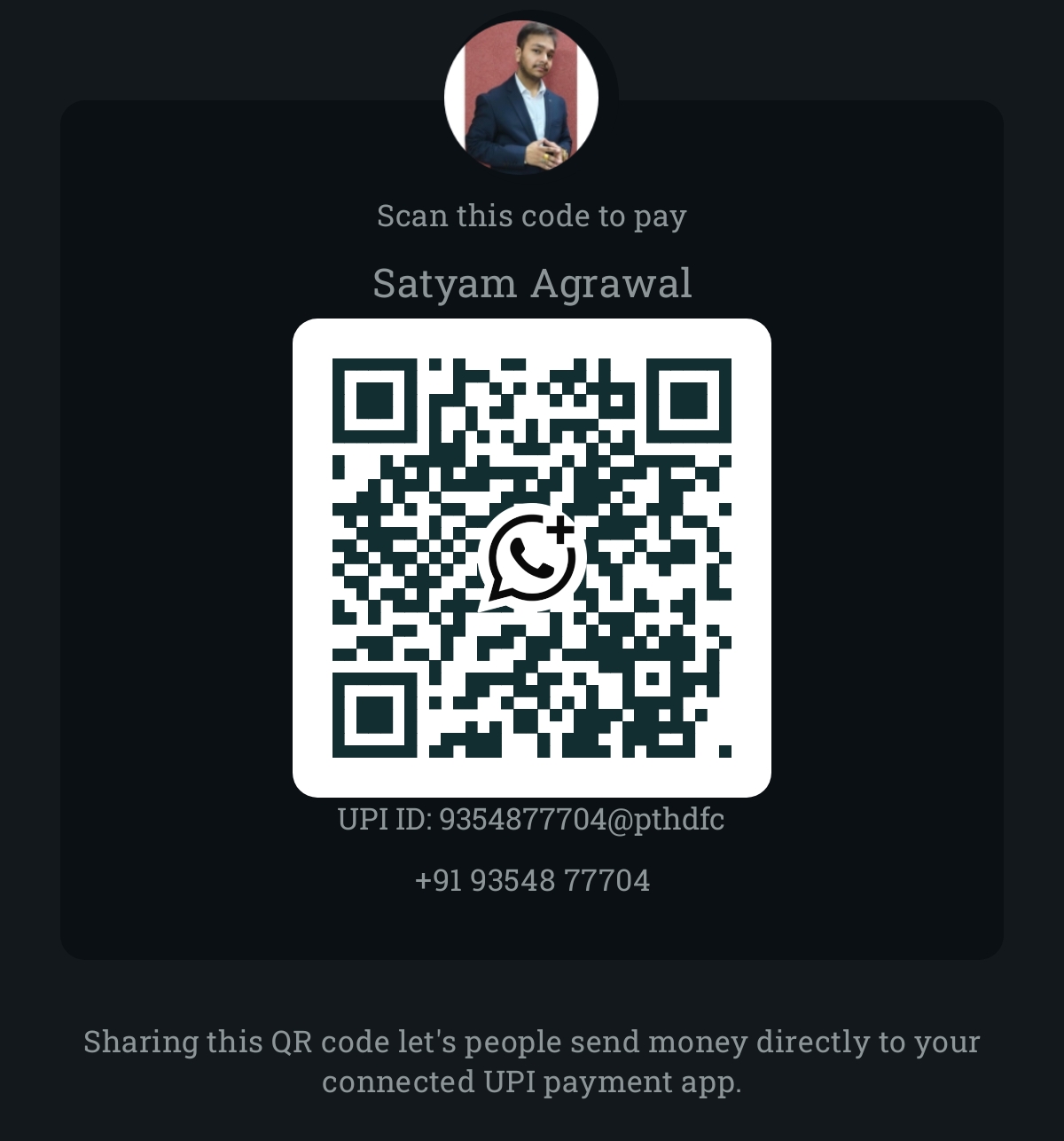 UPI QR Code to pay Satyam Agrawal