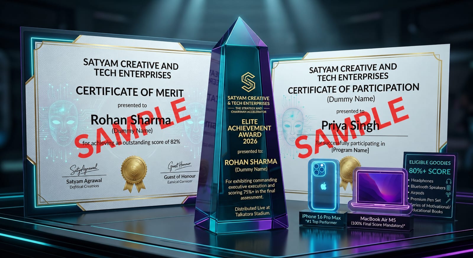 Certificates, trophies and rewards